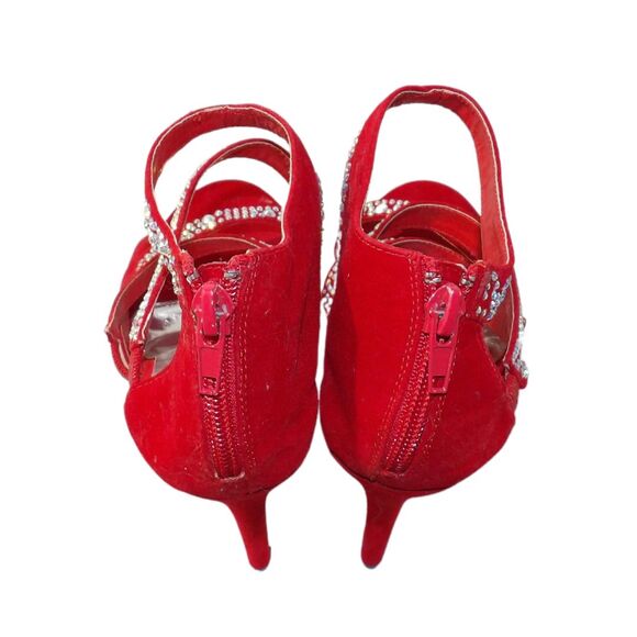 Dress Sandals‎ Strappy Wrap With Rhinestones Back Zipper SZ 7 - Picture 4 of 6